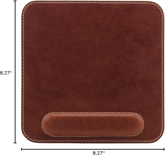 Londo Top Grain Leather Mouse Pad with Wrist Rest – Ergonomic Support, Non-Slip Base, Smooth Surface