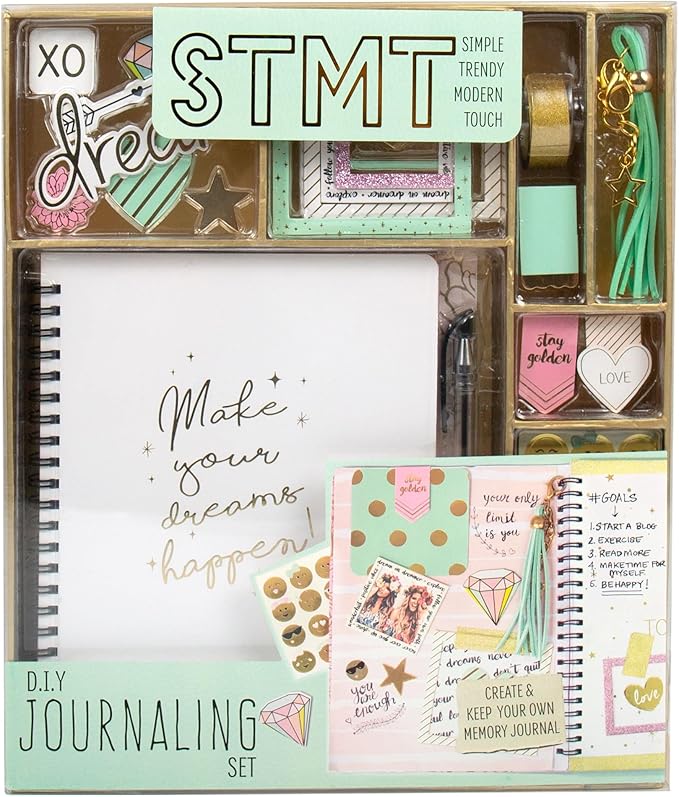 STMT D.I.Y.Journal Set, Stationary Kit with Notebook for Writing and Drawing, DIY for Girls Ages 8+, Dreamers Become Doers