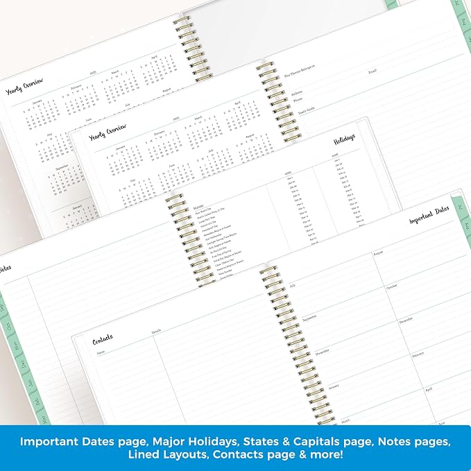 Blue Sky 2025-2026 Weekly & Monthly Academic Planner, 8.5"x11", Laurel | July 2025 - June 2026, Flexible Cover, Wirebound, Laminated Tabs, Storage Pocket, Academic Year