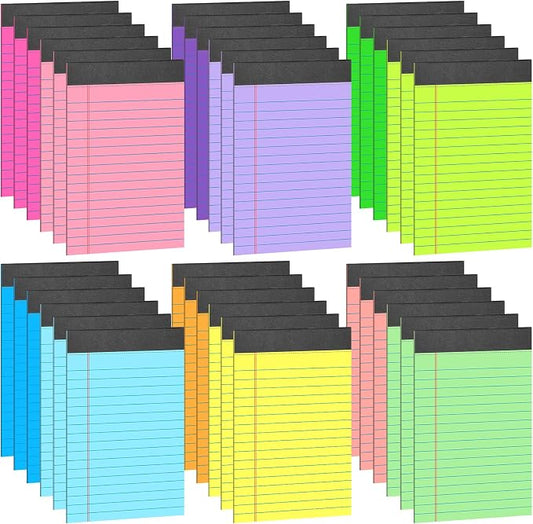 Oleitodh 36 Pack Legal Pads 5 x 8 Inch Multicolor Wide Ruled Notepads | 12 Color Memo Pads with 30 Sheets Each, Perforated Lined Writing Paper with Sturdy Backboard for Office, School, Study