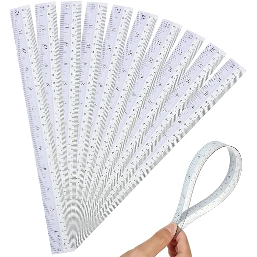 36 Pack Clear Flexible Ruler 12 Inch Plastic Bendable Ruler 12 in/ 30cm Shatter Resistant Straight Flexible Clear Rulers with Inches and Centimeters for Student Teacher School Office Home Use