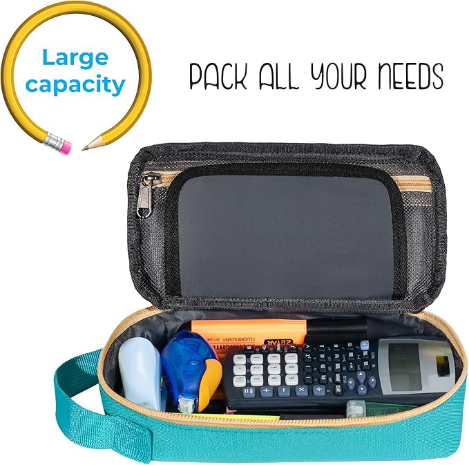 ECHSRT Large Pencil Case, Aesthetic Pen Pouch with Big Capacity, Minimalist Portable Stationery Bag with Handle for Office Organizer Aesthetic Pencil Cases