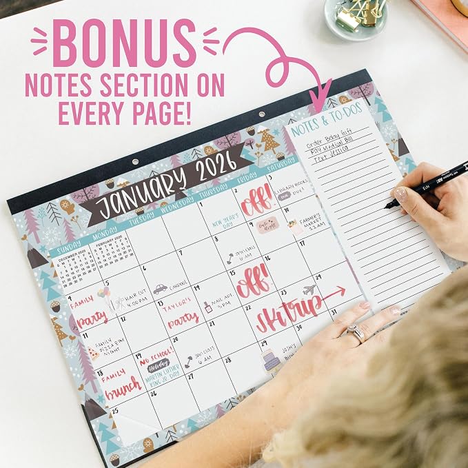 Hadley Designs Large Teacher Desk Calendar 2026-2027 - Desktop Calendar 2026, 18-Month Academic Desk Calendars for School, Home & Office, Cute Classroom Must Haves, Back to School Teacher Gifts