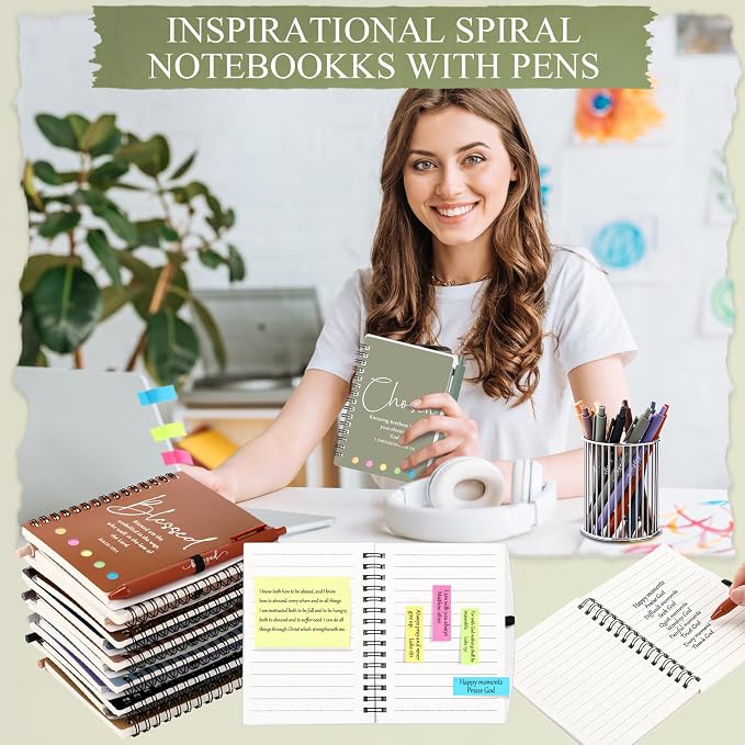 Kosiz 60 Sets/120 Pcs Christian Gifts Bulk Prayer Journal Scripture Notebook, Bible Pen (Classic,Dark Morandi)