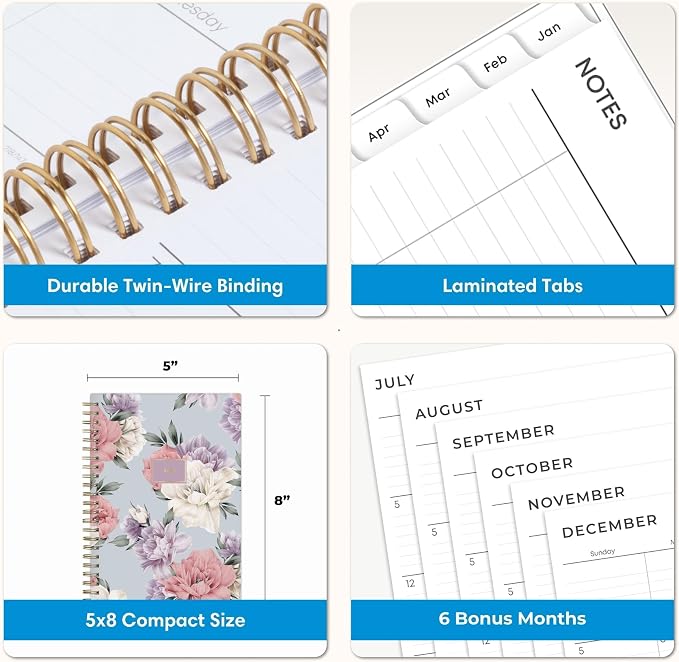 Blue Sky 2027 Weekly & Monthly Planner Calendar, 5"x8", Tula | January 2027 - December 2027, Flexible Frosted Cover, Durable Twin Wire Binding, Laminated Tabs