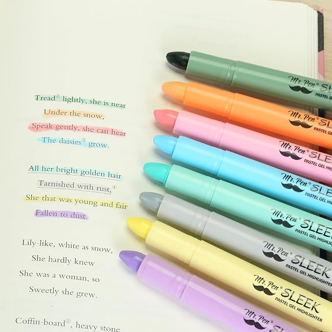 Mr. Pen- No Bleed Gel Highlighters, Assorted Colors, 8 Pack | Bible Highlighters and Pens No Bleed, Bible Markers for Study, Journaling, School Supplies and Accessories