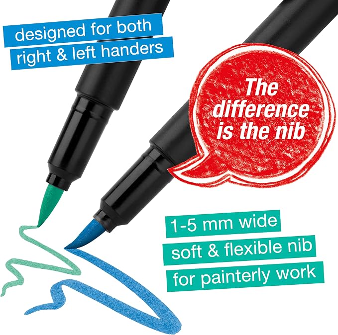 Faber-Castell Black Edition Soft Brush Pens, 50 Felt Tip Markers