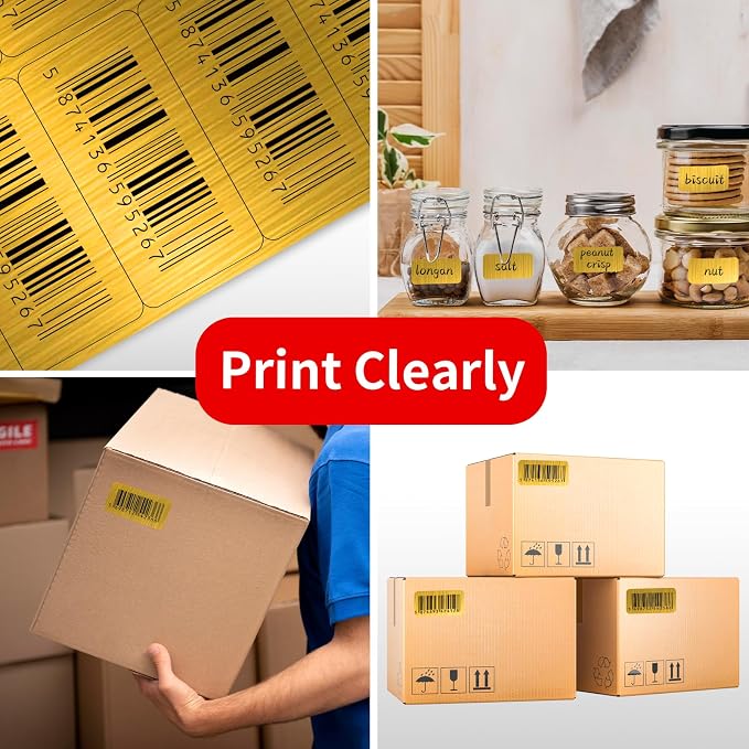 Shipping Labels Stickers, 2"×4" Gold Printable Mailing Labels for Laser/Inkjet Printing- Matte Gold, 8.5"×11"- 20 Sheet