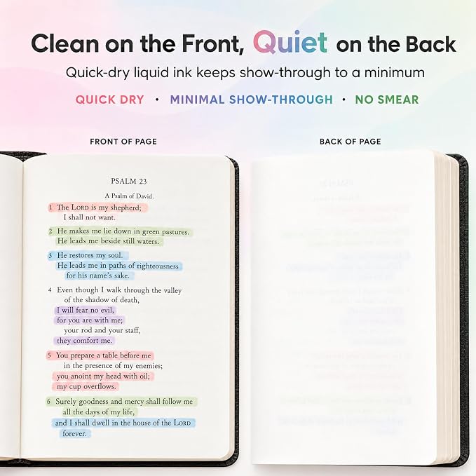 10 Aesthetic Bible Highlighters - Chisel Tip Liquid Ink Marker | Pen with Snap Caps for Clean Highlighting - Assorted Colors, No Bleed & Quick Dry - Bible Marker for Journaling & Studying