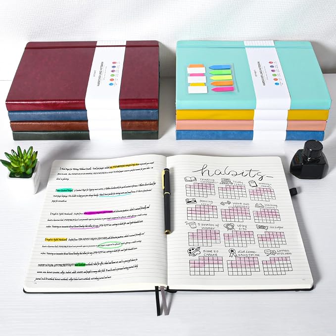 College Ruled Notebook 8.5" x 11", 312 Numbered Pages Lined Leather Journal | Extra-Thick with 2X Writing Space, 100gsm No Bleed Paper, Hardcover, Lay-Flat, for Work, School, Meeting Notes & Journaling