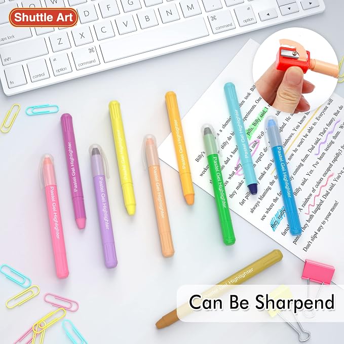 Shuttle Art 10 Pastel Colors Gel Highlighters,Bible Highlighters,No Bleed Through, Bible Journaling Supplies,Great for Journaling, Highlighting and Studying