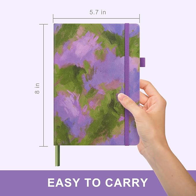 &And Per Se Lined Hardcover Notebook – A5 5.7"x8" College Ruled, 160 Pages, 100gsm Thick Paper – Aesthetic Journal for Women, Gift-Ready Planner, Everyday Writing Notebook (Lavender Grove)