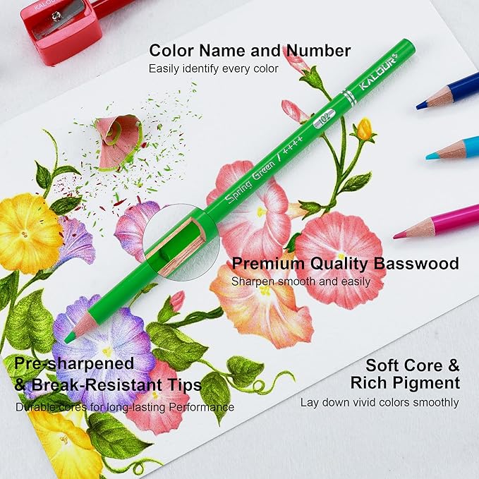 KALOUR PDAS Pro 550 Colored Pencils Set for Adults, Professional Colored Pencils for Artists, Soft Core Premium Coloring Pencils for Adult Coloring Books, Drawing, Sketching, Art Supplies with Case