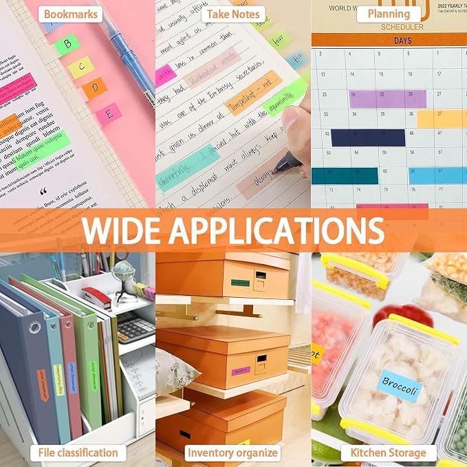 Sticky Tabs 2400 pcs Book Tabs for Page Markers,Morandi Sticky Note Tabs Page Markers for Notebooks,Book Markers,Colorful Book Tabs, Annotation supplies，Transparent Sticky Tabs for Books,Post It Notes