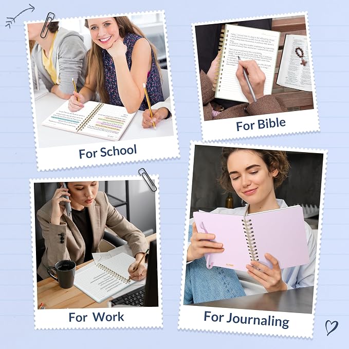 SUNEE Lined Spiral Journal Notebook for Women, 146 Pages College Ruled Hardcover Journaling Notebook for Work, Note Taking and Office School Supplies, A5 - Navy Blue