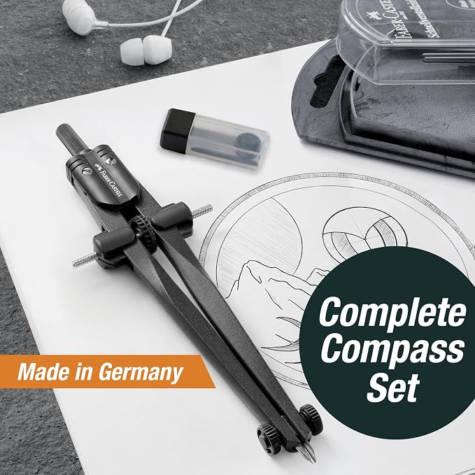 Faber-Castell Quick-Set Compass, Blackstone for Geometry & Drafting