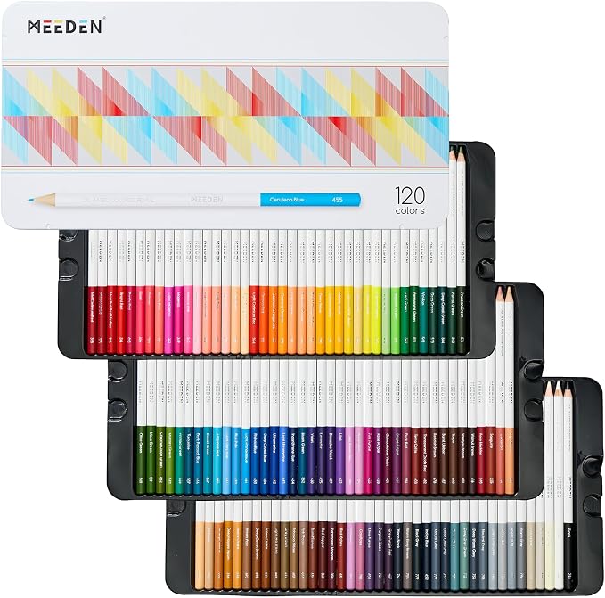 MEEDEN Artist Colored Pencil Set:120 Count Vibrant Colors Drawing Pencils with Professional Oil Based Soft Core for Arts & Crafts - Smooth Writing, Easy Blending Shading & Layering