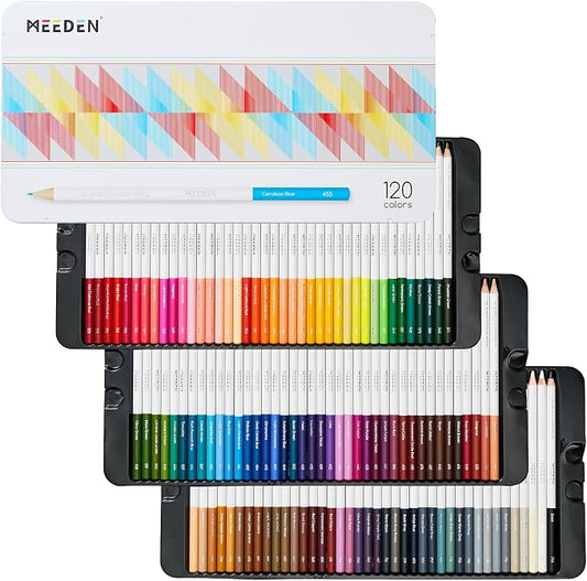MEEDEN Artist Colored Pencil Set:120 Count Vibrant Colors Drawing Pencils with Professional Oil Based Soft Core for Arts & Crafts - Smooth Writing, Easy Blending Shading & Layering