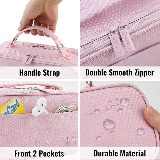 JOINPRO Large Capacity Pencil Case, 4 Compartment Pen Pouch Organizer with Double Zipper, Storage Bag for School, Office, Teen Girl Boy Men Women