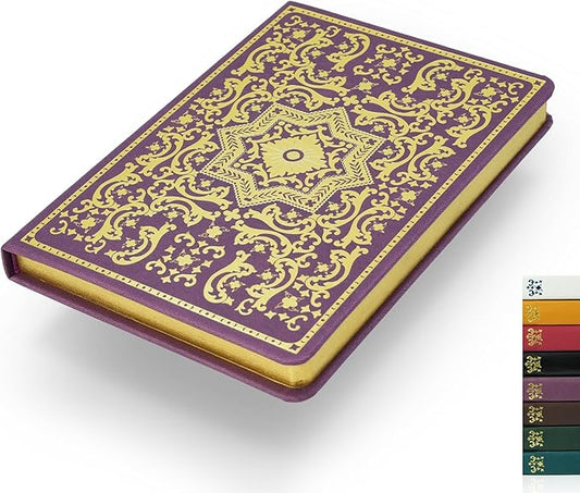 Gilded Vintage Leather Journal Hardcover Antique Diary Notebook | Ornate Decorative Pattern Cover, Premium Lined Paper, Classic Diary for Journaling, Writing, Poetry & Gifting