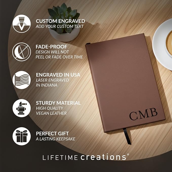 Lifetime Creations Custom Notebook Journal with Monogram (Turquoise) - Personalized Journaling Notebook, Hard Cover Notepad, Gift for Employees, Travelers, Business Professionals