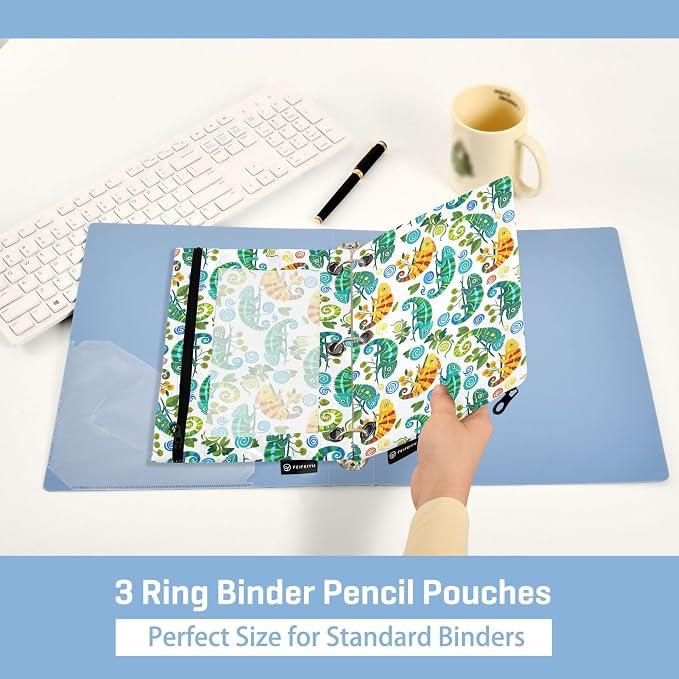 Insect Beetle Ladybird Binder Pouches 3 Ring for Boys Girls School Office College Supplies Nature Bug Butterfly Dragonfly Bees Pencil Pouches Case Bag with Clear Window and Zipper 2 Pack