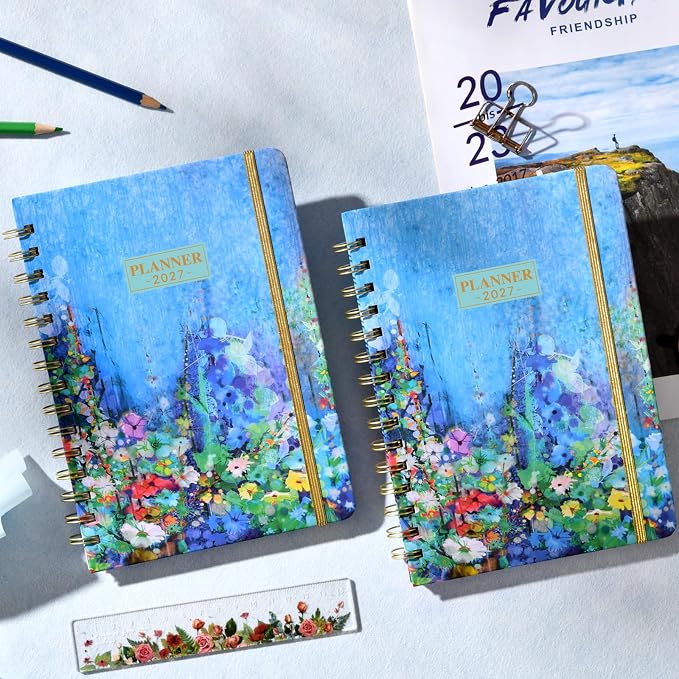 2027 Planner - 6.4" x 8.5", 2027 Planner Weekly and Monthly from Jan. - Dec.2027, 27 Calendar with Monthly Tabs, Sturdy Cover, Premium Paper, Strong Twin-wire, Back Pocket