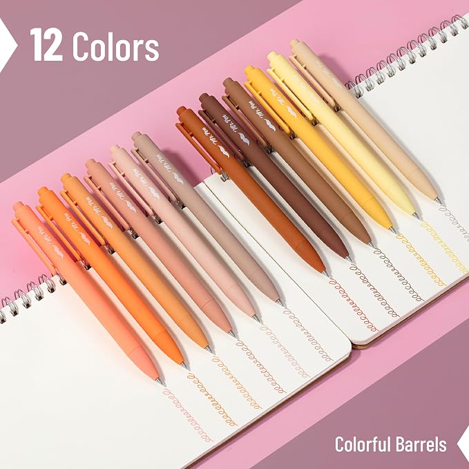 Mr. Pen- Retractable Gel Pens, 12 Pack, Assorted Color Ink | Fine Point 0.5mm, Fast Dry, Smooth Writing, Cute Pens for Drawing, Writing Planner and School Supplies