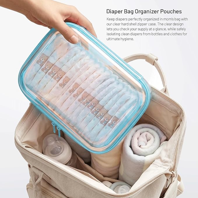 Clear Hard Shell Zipper Case,Toiletries Bag,Makeup Bag,2pcs Large Capacity Water-resistant Toiletry Bag,Portable Travel Organizer and Storage,Bathroom Clear Cosmetic Case for Women