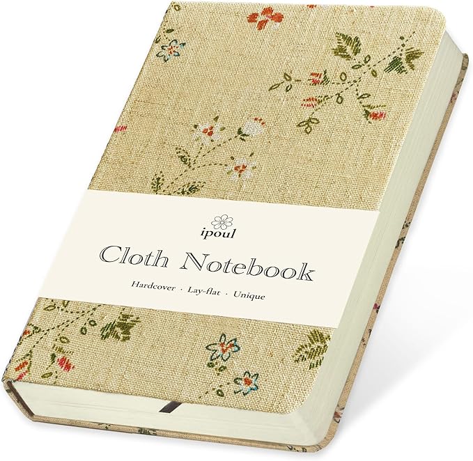 Pocket Notebook, Floral Linen Journal, Similar Embroidered, Notebooks 4x6, Lay Flat Sketchbook, A6 Notebook, Hardcover, Lined & Unlined Notebook, Apricot