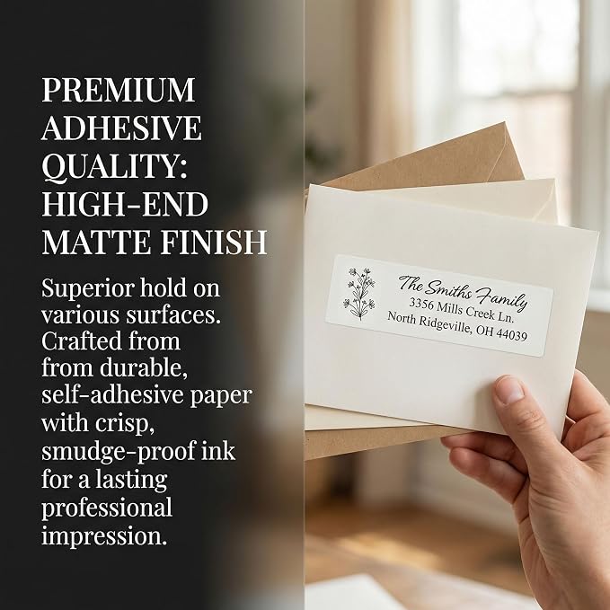 Address Labels Personalized Return Address Labels (10-1000) Personalized Custom Mailing Label for Envelopes 2.5" x 0.75" Self Adhesive Return Stickers Roll, White