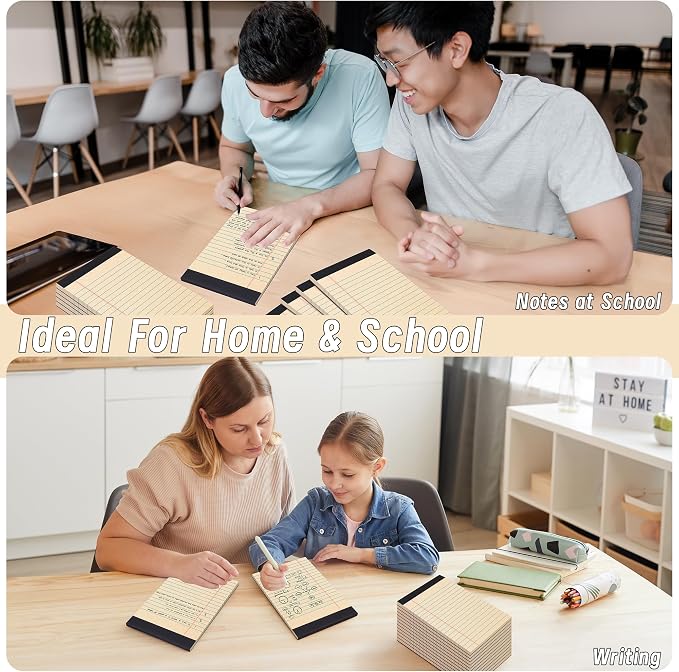 48 Pack Legal Pads 5 x 8 Inch Recycled Paper Writing Pads College Ruled | 30 Sheet Per Pad with Perforated Pages, Eco Friendly Memo Pads for Office, School and Home Notes, Lists and Daily Writing