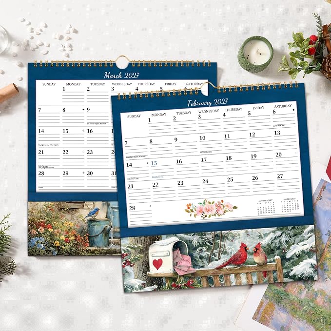 2027 Calendar - 2027 Wall Calendar with Pocket, January 2027 to December 2027, 12'' x 12'' Monthly Calendars for Home, Office, School