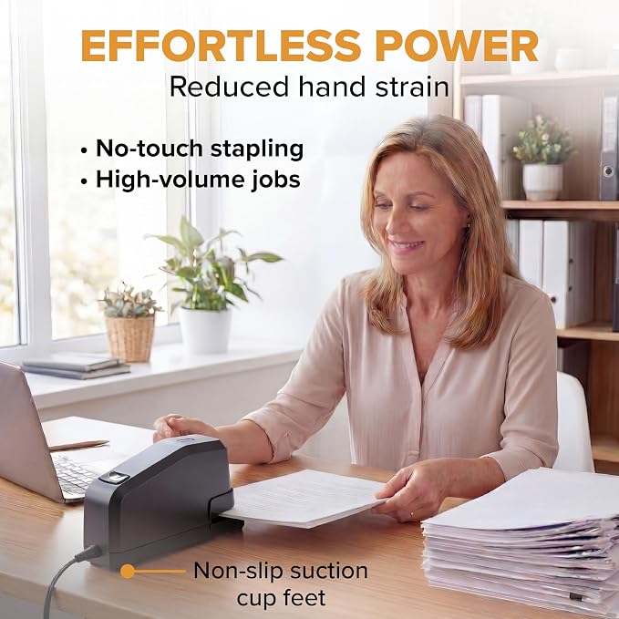 Bostitch Office Impulse Heavy Duty Electric Stapler Value Pack, 45 Sheet Capacity, Includes 5,000 Staples, No-Jam, Faster Stapling, Black