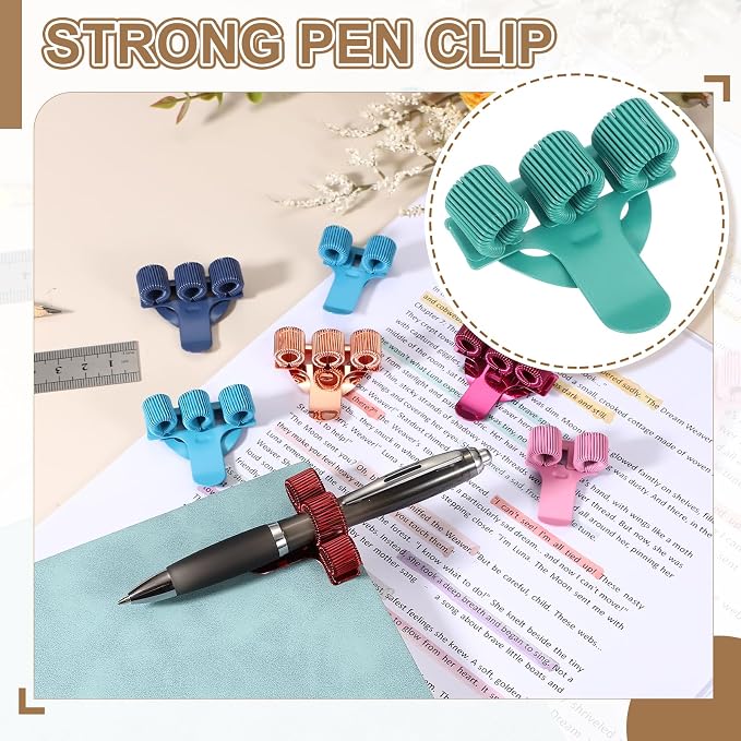 PATIKIL 2Pcs Pen Clip, 3 Holes Pen Holder Clip Metal Portable Spring Loop Organizer Universal for Notebook Journal Highlighter Office Business Pocket Clipboard Whiteboard, Cyan