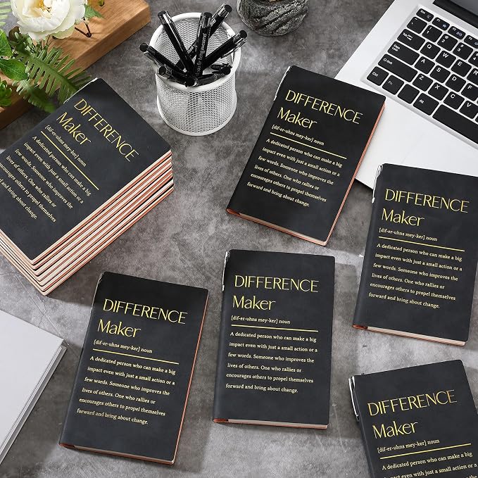 Colarr 40 Pcs Appreciation Gifts Bulk Inspirational PU Leather Notebook Journal & Pen Set Thank You Gifts for Staff, Employees, Coworkers, Nurses(Black,Difference Maker)