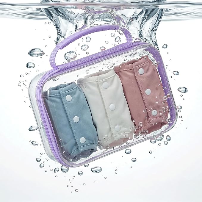 Large Toy Storage Bags with Handle,Clear Hard Shell Zipper Case, 3 Pcs Travel Toiletry Bag,Waterproof toys storage and Organizer Bags for Puzzles,Diapers,Cosmetics,Reusable Organizer Pouch (Purple1)