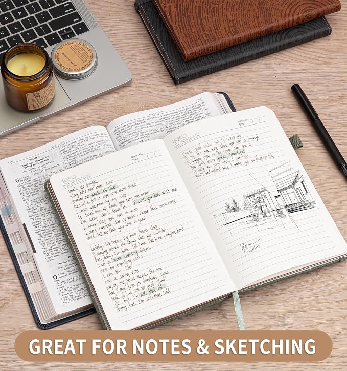 A5 Lined Journal Notebook for Women Men, Tree Ring Leather Journals for Writing, 200 Pages Thick Paper, Daily Journal Notebook for Work, School, Note Taking, Business, Travel, College Ruled