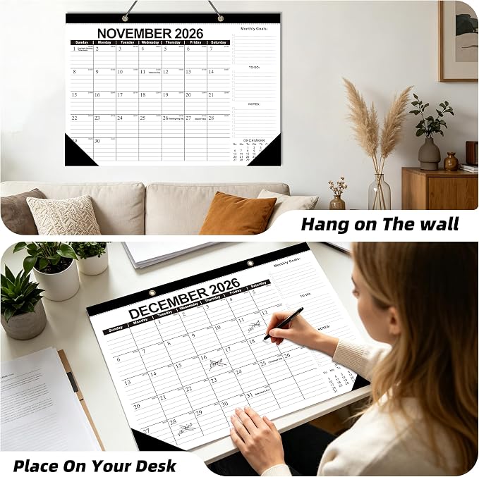 MZD8391 Desk Calendar 2026-2027, Jul 2026-Dec 2027, 17" x 12" Big Calendar | 18 Months, Large Desktop Calendar, Wall Calendar, Monthly Planner, Julian Dates,Home School Office Planning Organization Gift