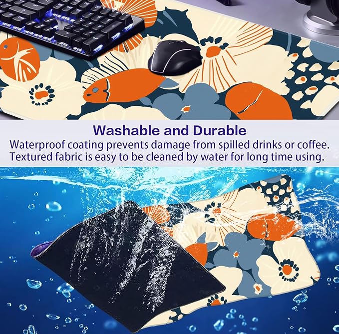Ladies' Office Desk Cute Petal Keyboard Accessories Game Extended Mouse Pad | Large Extended Mouse Pad; Full Desk Coverage; Waterproof Coating; Stable Anti-Slide Base For Gaming, Office, Study Daily Use