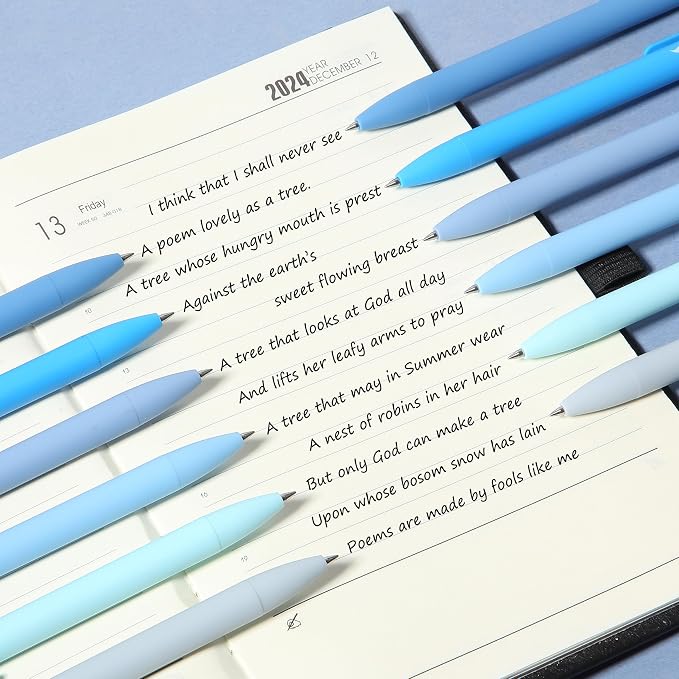 Mr. Pen- Retractable Gel Pens, 12 Pack, Black Ink, Sky Blue Barrel | Fine Point 0.5mm, Fast Dry, Smooth Writing, Cute Pens for Drawing, Writing Planner and School Supplies