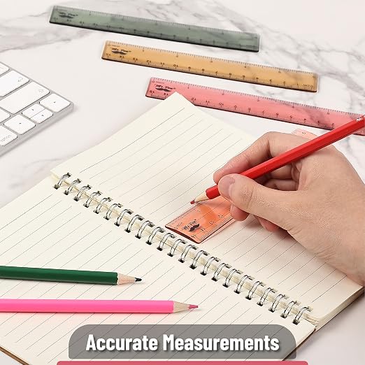Mr. Pen- Plastic Ruler Set, 6 Pack, 6 Inch, Vintage Colors | Easy-to-Read Markings, Scratch-Resistant Design, Durable Transplant Rulers for Crafting Office & School, School Supplies