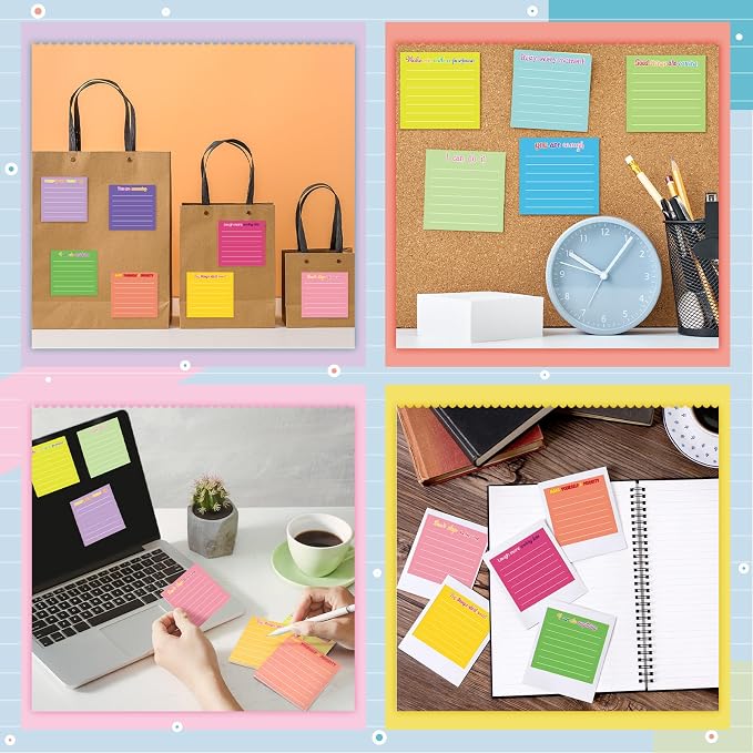 Yinder 24 Pcs Sticky Notes Gifts Bulk,Inspirational,Dark Color