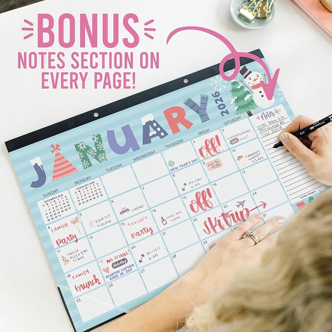 Hadley Designs Large Teacher Desk Calendar 2026-2027 - Desktop Calendar 2026, 18-Month Academic Desk Calendars for School, Home & Office, Cute Classroom Must Haves, Back to School Teacher Gifts