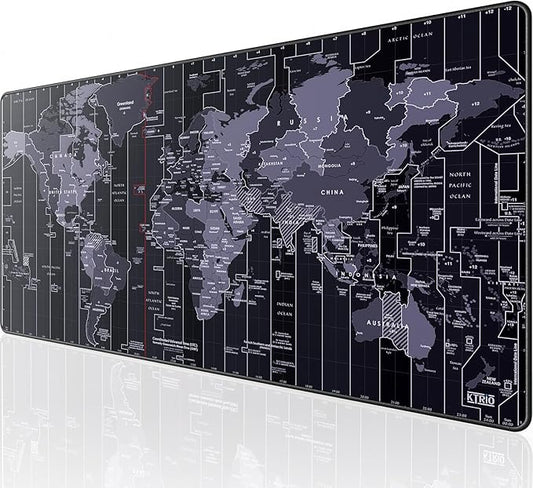 KTRIO Large Gaming Mouse Pad, Desk Mat, 31.5 x 15.7 in, World Map, XXL | Smooth Micro-Weave Surface, Artistic Pattern Design, Non-Slip Rubber Base, Durable Stitched Edges, Office & Home Use
