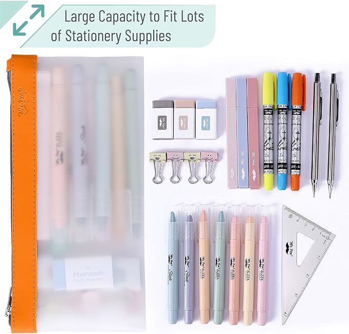 Mr. Pen- Clear Pencil Pouch, 8.50"x4.25", 3 Pack, Durable TPU Material | Medium Water-Resistant Pencil Bags with Smooth Zipper, Multipurpose Clear Pouch for Stationery, School, Office