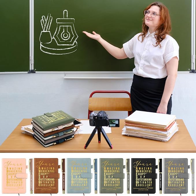 Kosiz 20 Pcs/10 Sets Employee Appreciation Gift Bulk A5 Leather Notebook Inspirational Journal Pen Thank You Gift for Men Women Coworker Teacher Office Back to School(Morandi Series,You Are Amazing)
