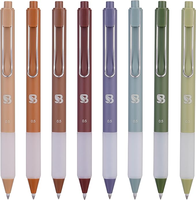 BLIEVE Gel Pens - Earthy, Matte Finish, Smooth Writing, No Bleed - For Journaling, Bible Notes, Drawing - Cute School Supplies, 8 Pack | Fast Dry Ink, Matte Finish, Smooth Writing,No Bleed, For Journaling, Bible Notes, Drawing - Colored Ink