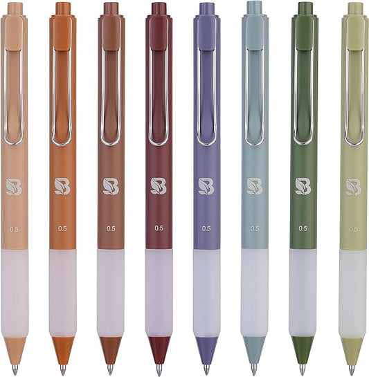 BLIEVE Gel Pens - Earthy, Matte Finish, Smooth Writing, No Bleed - For Journaling, Bible Notes, Drawing - Cute School Supplies, 8 Pack | Fast Dry Ink, Matte Finish, Smooth Writing,No Bleed, For Journaling, Bible Notes, Drawing - Colored Ink