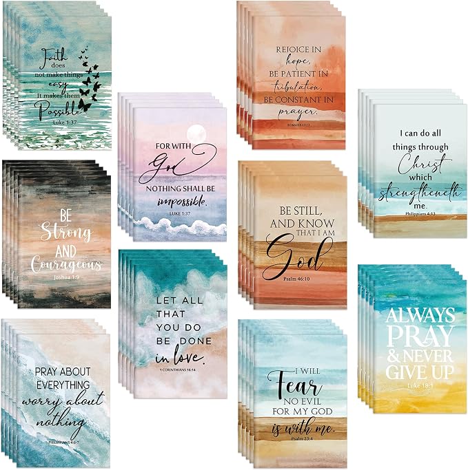 Kosiz 50 Pcs Christian Gift Bulk Mini Bible Verse Notepads Small Inspirational Scripture Note Pads Religious Notebooks Journal for Women Men Church Vbs Sunday School Teacher Student Back to School